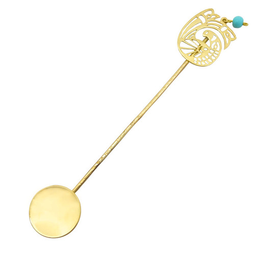 قاشق شربت خوری برنجی دستساز گالری عزیزی طرح مرغ آمین