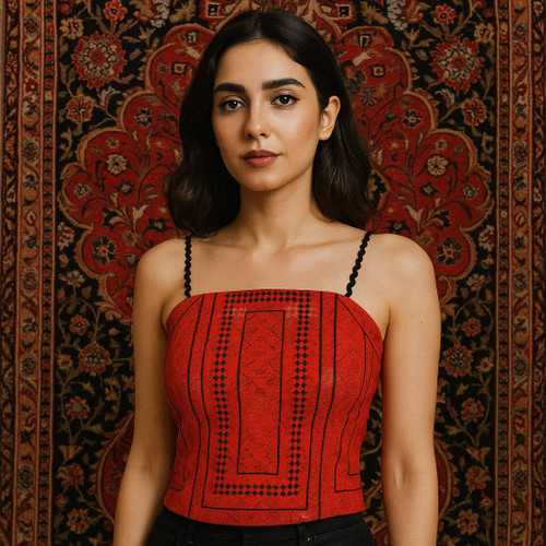 نیم تنه زنانه سوزندوزی بلوچی روچ طرح شادی