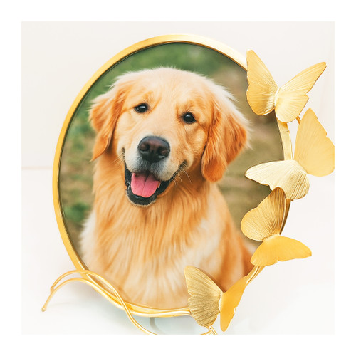 قاب عکس رومیزی دستساز طلایی مدل پروانهها – نمای بغل