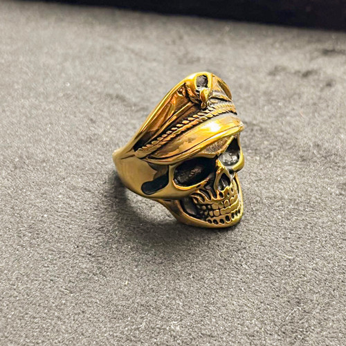 انگشتر مردانه برنجی طرح اسکلت با کلاه نظامی - گالری عزیزی