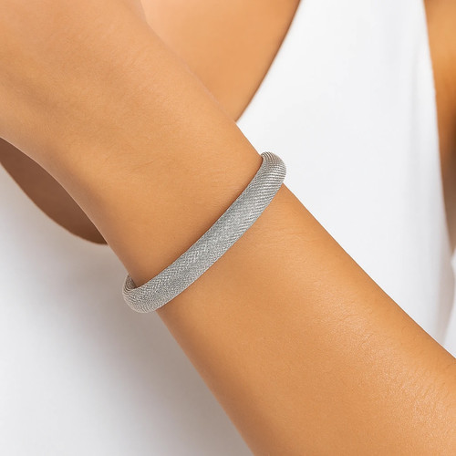 دستبند زنانه استیل گالری عزیزی مدل بافت حصیری